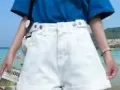 新款牛仔短裤..白色