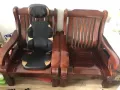纯木沙发椅+茶几