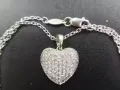 platinium PT 950项链+ 18K / 750白金镶78粒钻石心形牌
