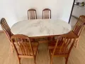 大理石餐桌，6把椅子9成新
