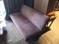 三座绒面沙发，可变双人床