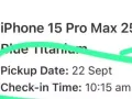 出售 9月22日提货 Iphone 15 pro max 256GB Titanium blue