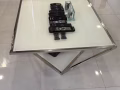 二手现代风茶几出售｜白色钢化玻璃 × 不锈钢几何造型